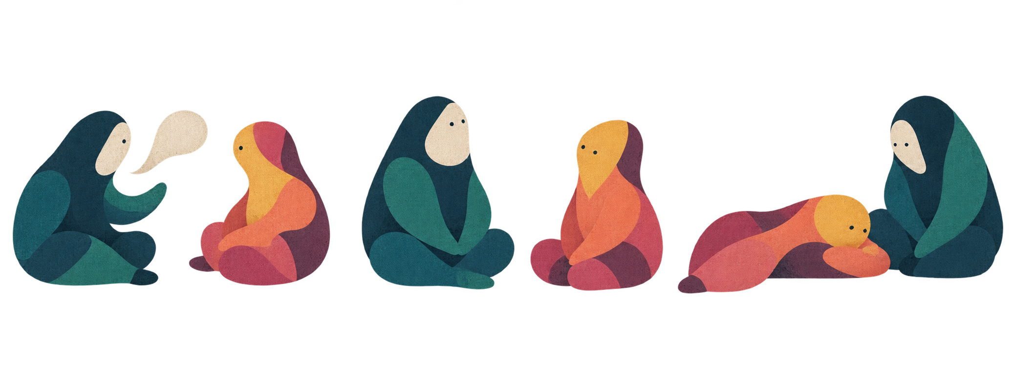 Três cenas de conversa, silêncio e presença entre personagens Senectus